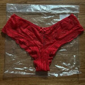 Victoria Secret - Used -- Red Lace Very Sexy Cheeky Panties Medium